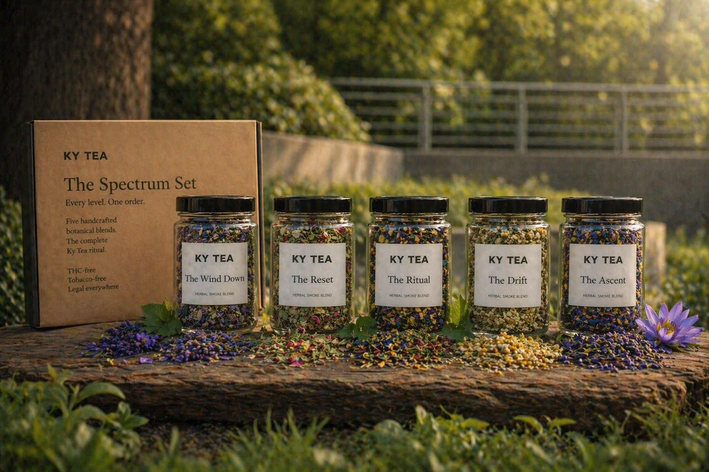 The Spectrum Set — all five Ky Tea smokable herbal blends bundled together