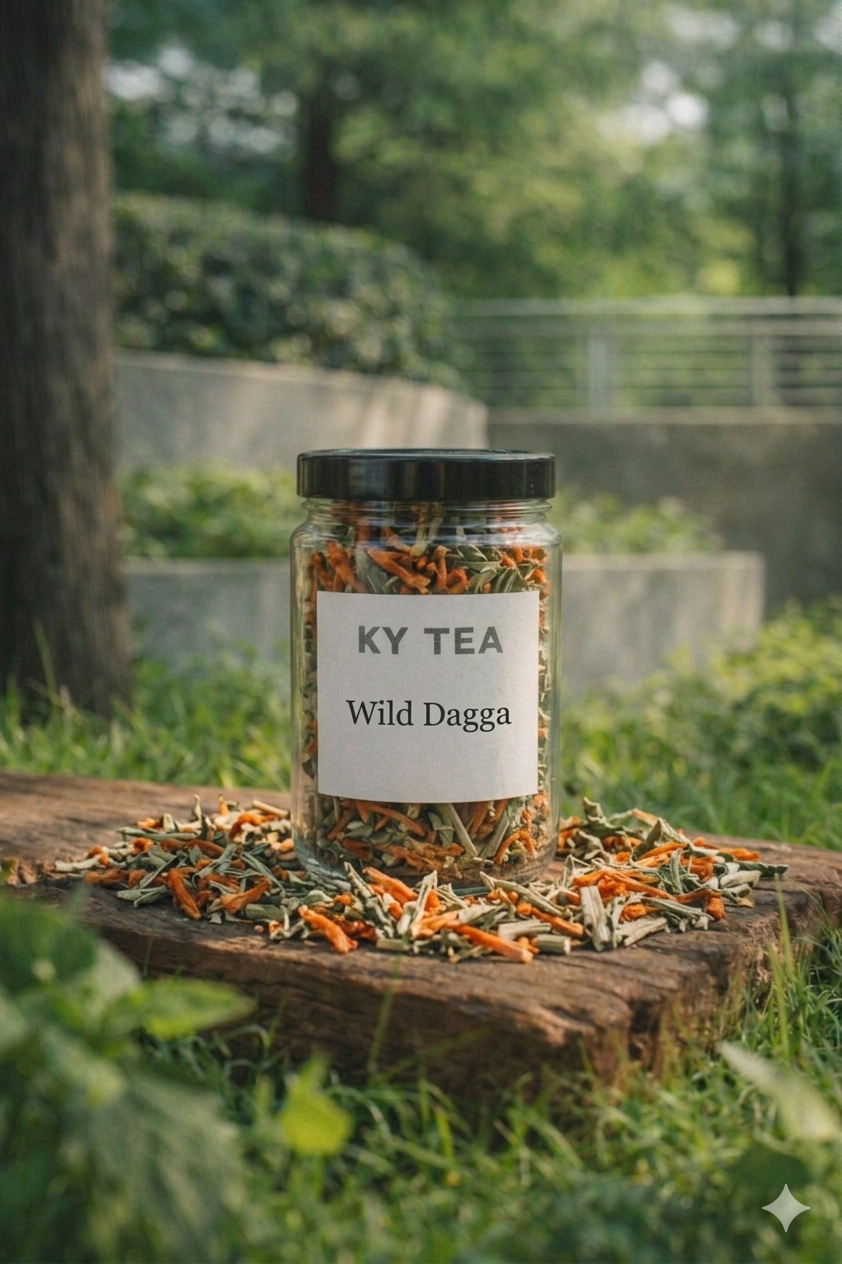Wild Dagga smokable herb in a labeled glass jar — Ky Tea