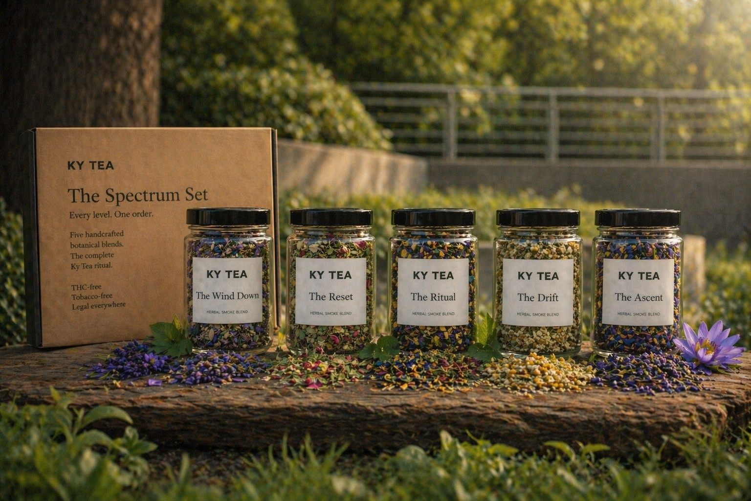 The Spectrum Set — all five Ky Tea smokable herbal blends bundled together
